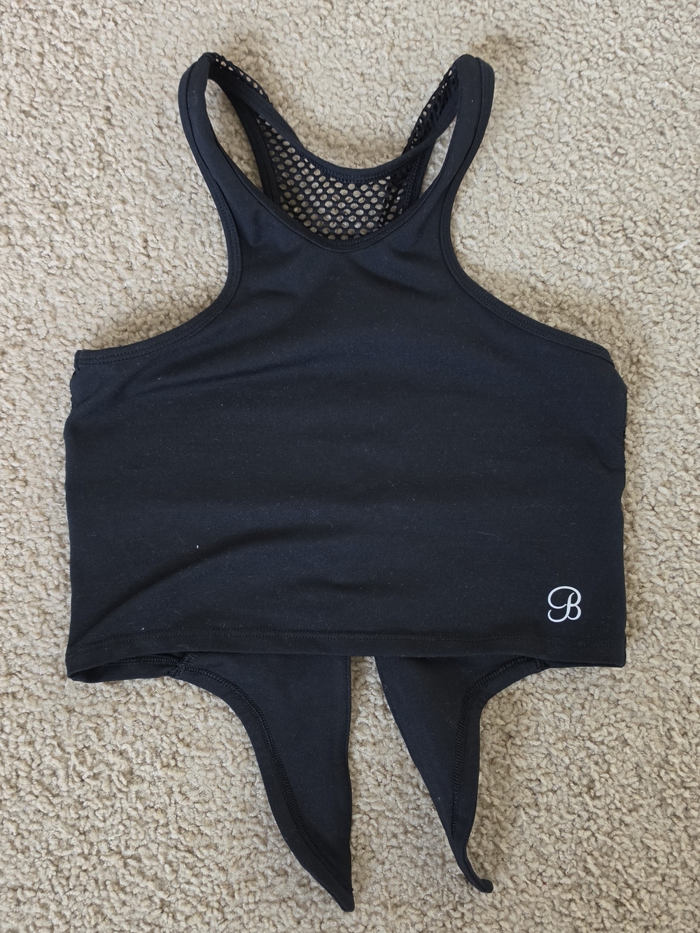 Bombshell Sportswear Black Athletic Crop Top with Mesh Detail